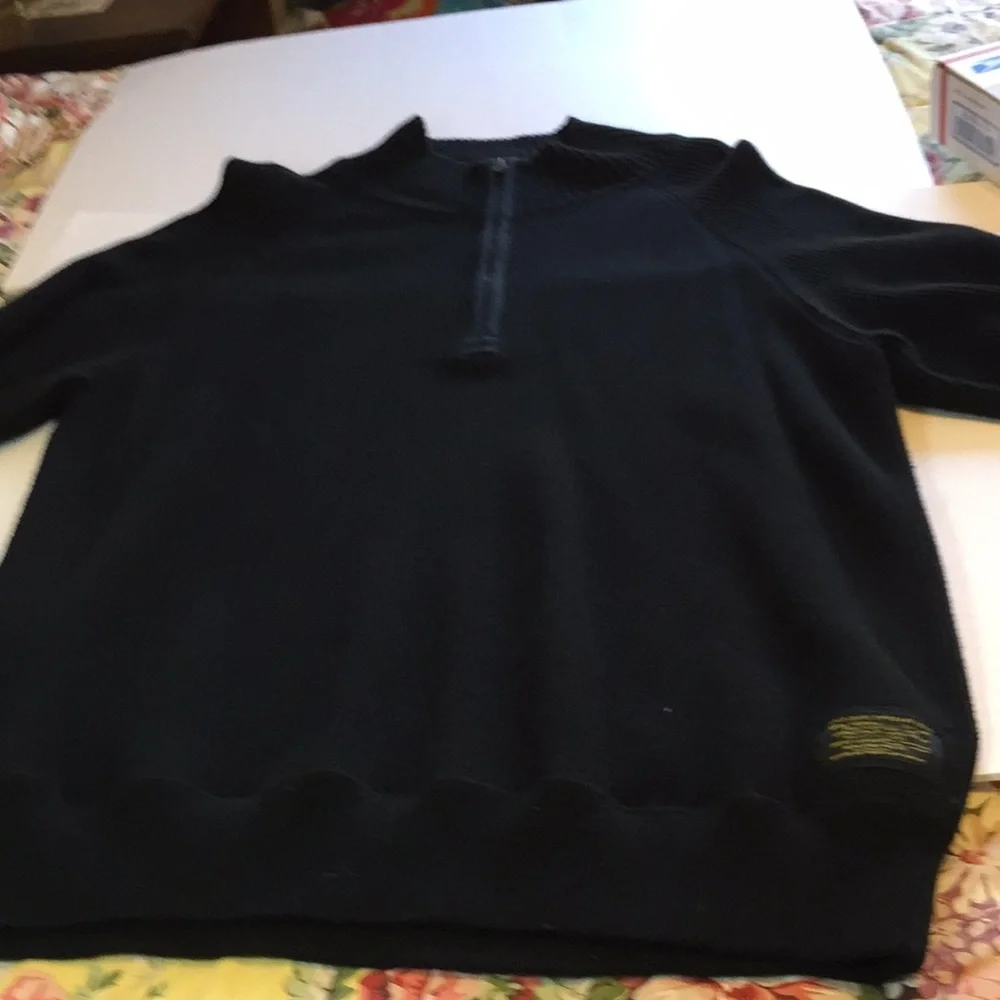 Polo Jean Company Ralph Lauren Navy Ribbed Quarter Zip Heavy Cotton Sweater XXL